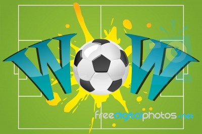 Wow Text On Soccer Field Stock Image