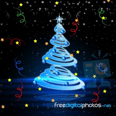 Xmas Tree Means Merry Christmas And Festive Stock Image - Royalty Free