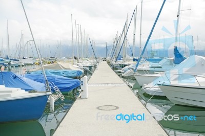 Yachts And Boats In Harbour Stock Photo