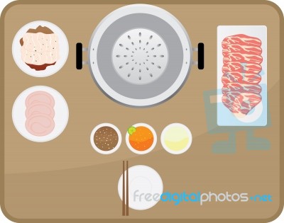 Yakiniku Meal Set With Three Sauce Stock Image