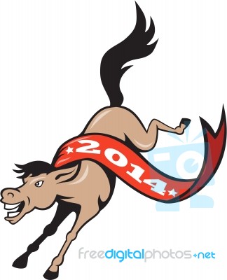 Year Of Horse 2014 Jumping Cartoon Stock Image