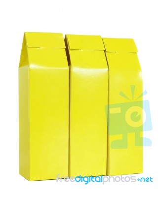 Yellow Package Box Isolated On White Background Stock Photo