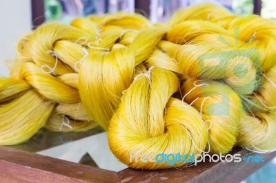 Yellow Silk Thread Stock Photo