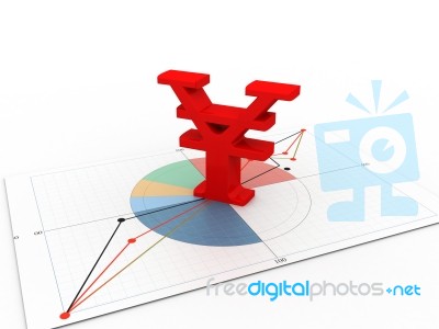 Yen Sign On Business Chart Stock Image