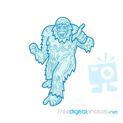 Yeti Or Abominable Snowman Mono Line Stock Image