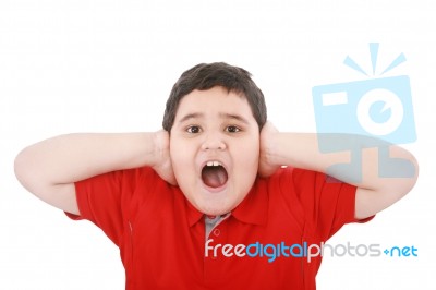 Young Boy Yelling Stock Photo