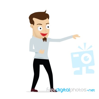 Young Businessman Cartoon Laughing Stock Image