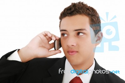 Young Businessman On Cellphone Stock Photo