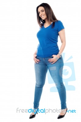 young casual woman standing