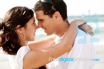 Young Couple Romancing Stock Photo