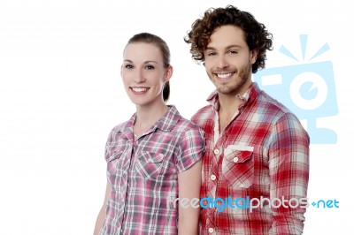 Young Couple Wearing Stylish Shirts Stock Photo
