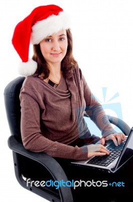 Young Female Typing On Laptop Stock Photo
