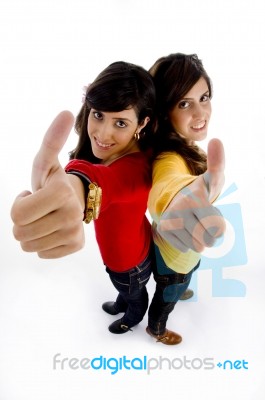 Young Friends With Thumbs Up Stock Photo