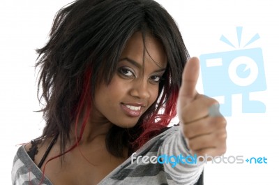 Young Girl Wishing Good Luck Stock Photo