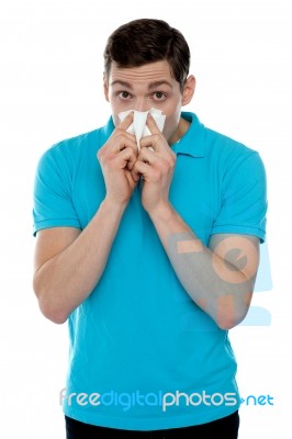 Young Guy Suffering From Cold Stock Photo