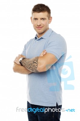 Young Guy With Tattoo Stock Photo