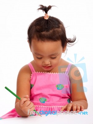 Young Kid Enjoying Drawing Stock Photo
