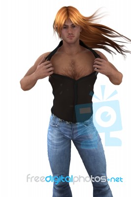 Young Male Showing Chest Stock Image