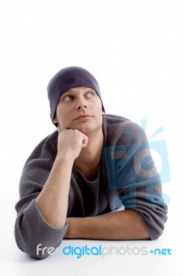 Young Male Wearing Winter Cap Stock Photo