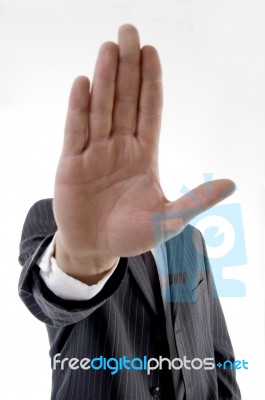 Young Man Showing Stop Gesture Stock Photo