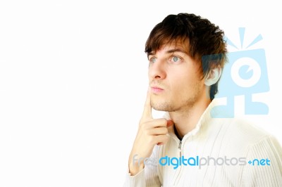 Young Man Thinking Stock Photo