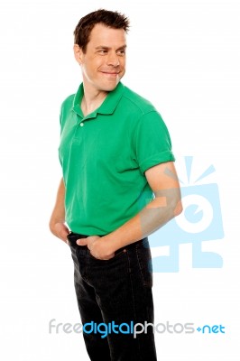Young Man With Hands In Pocket Stock Photo