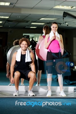 Young People Doing Exercise Stock Photo