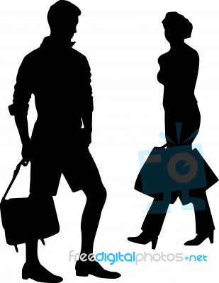 Young Silhouette Couple Stock Image