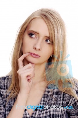 Young Thoughtful Woman Stock Photo