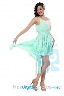 Young Woman In Stylish Dress Stock Photo