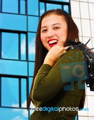 Young Woman Standing In Building Stock Photo