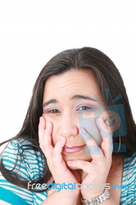 Young Woman With Depression Stock Photo