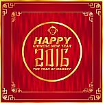 2016 Happy Chinese New Year Greeting, The Year Of  Monkey,background Stock Photo
