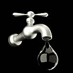 3d Water Drop On Faucet, Macro View Stock Photo