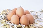 A Group Of Chicken Eggs Stock Photo