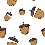 Acorn Seamless Pattern By Hand Drawing On White Backgrounds Stock Photo