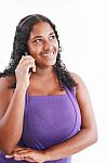African Woman Talking Cellphone Stock Photo