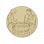 Alewife Brewing Beer Drawing Stock Photo