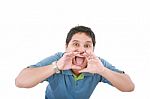 Angry Casual Man Screaming Stock Photo