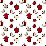 Apple Seamless Pattern By Hand Drawing On White Backgrounds Stock Photo