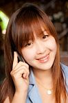 Asian Girl And Mobile Phone Stock Photo