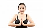 Asian Woman Doing Yoga Exercise Stock Photo