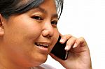 Asian Woman On Phone Stock Photo