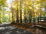 Autumn Bucks County Country Road With Fence Stock Photo