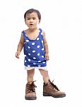 Baby Wearing Safety Shoe Isolated White Stock Photo
