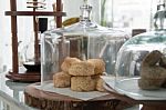 Bakery Displayed In Glass Bell Stock Photo