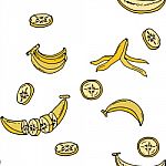 Banana Seamless Pattern By Hand Drawing On White Backgrounds Stock Photo