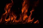 Beautiful Fire Flames On Black Background Stock Photo