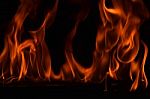 Beautiful Fire Flames On Black Background Stock Photo