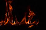 Beautiful Fire Flames On Black Background Stock Photo